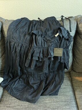 Le Lis Navy Blue Ruffle Maxi Skirt & Top Set